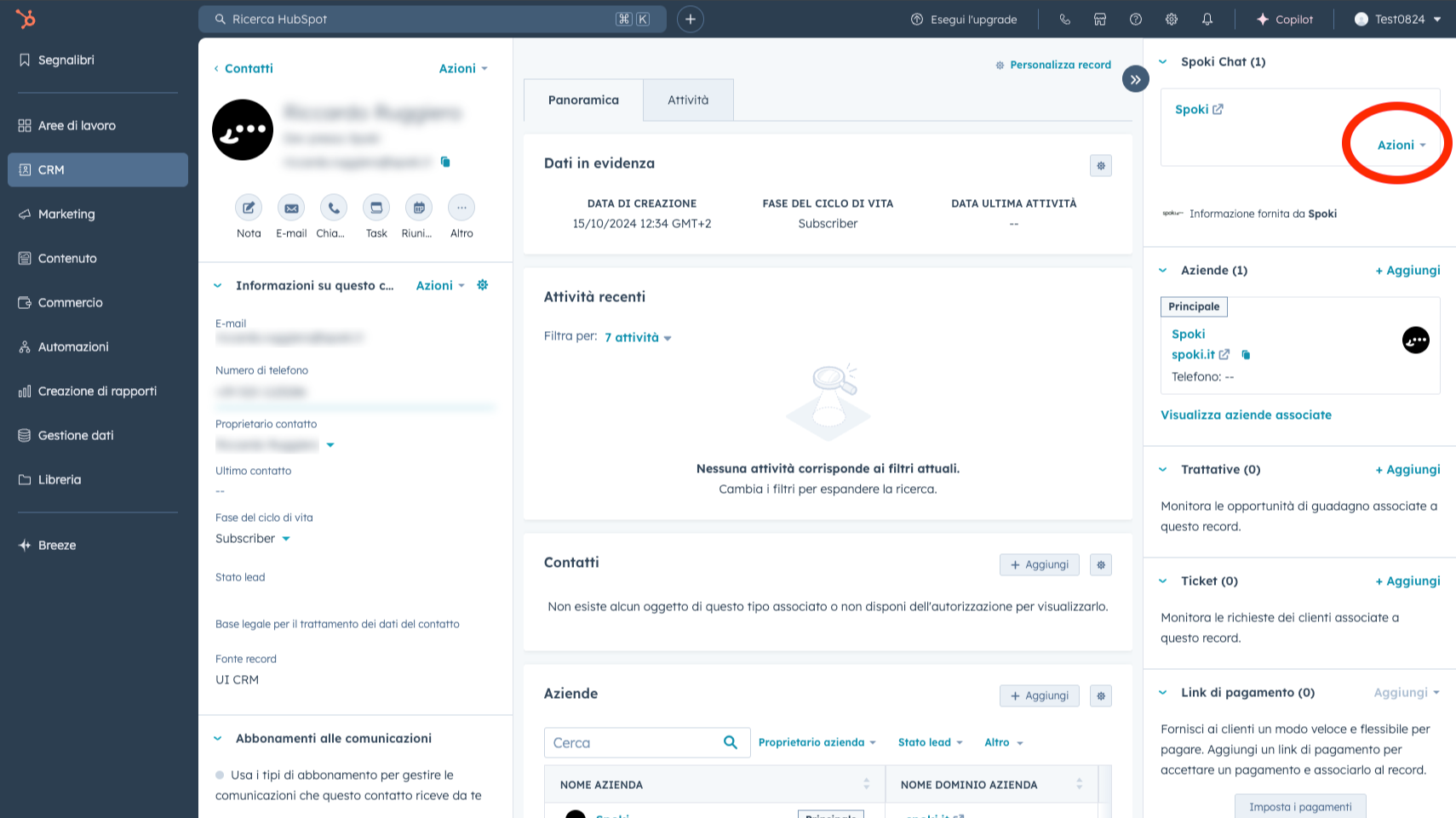 Spoki chat will be visible in the list of sections in the right column.